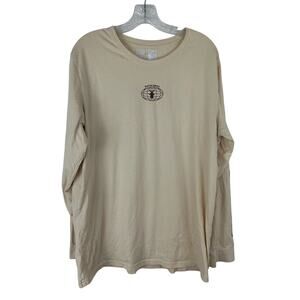 Dutch Bros Men's Long Sleeve Tan Shirt Size XL It's All Good Globe Logo Top